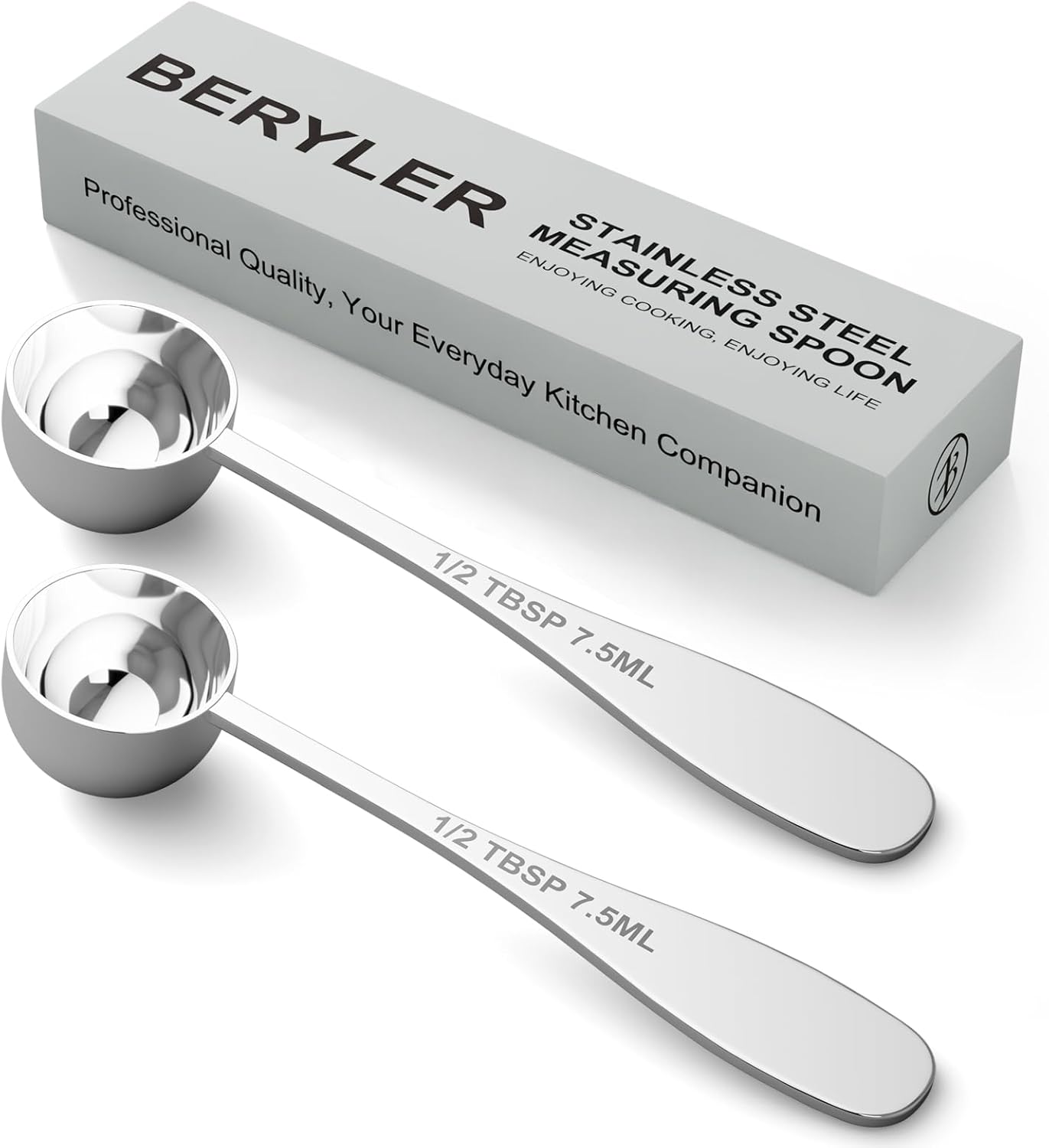 2PCS 1/2tbsp(1.5tsp, 7.5ml) Single Measuring Spoon, Stainless Steel Individual Teaspoon, Metal