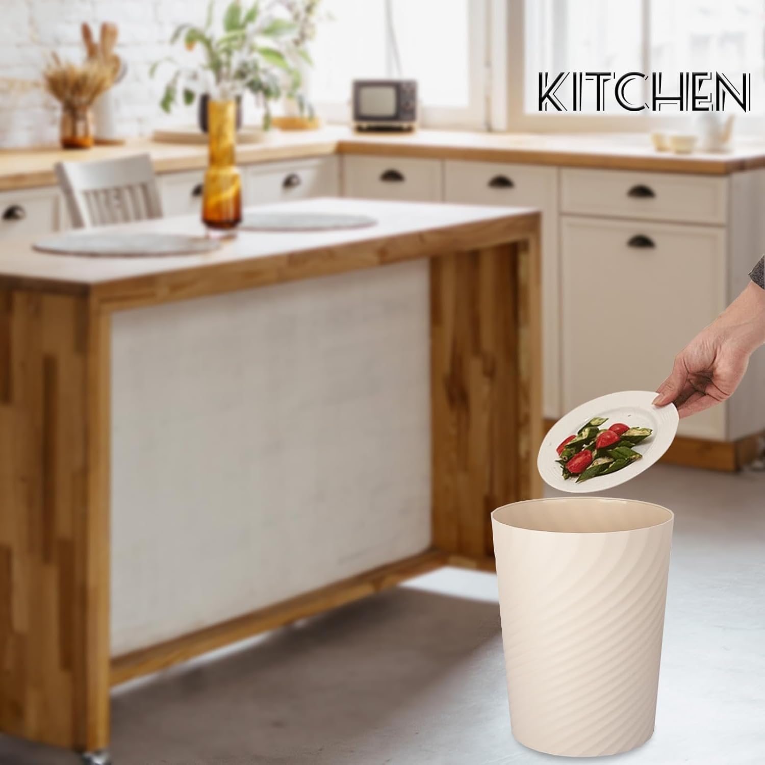 UUJOLY Plastic Small Trash Can Wastebasket, Garbage Container Basket for Bathrooms, Laundry Room