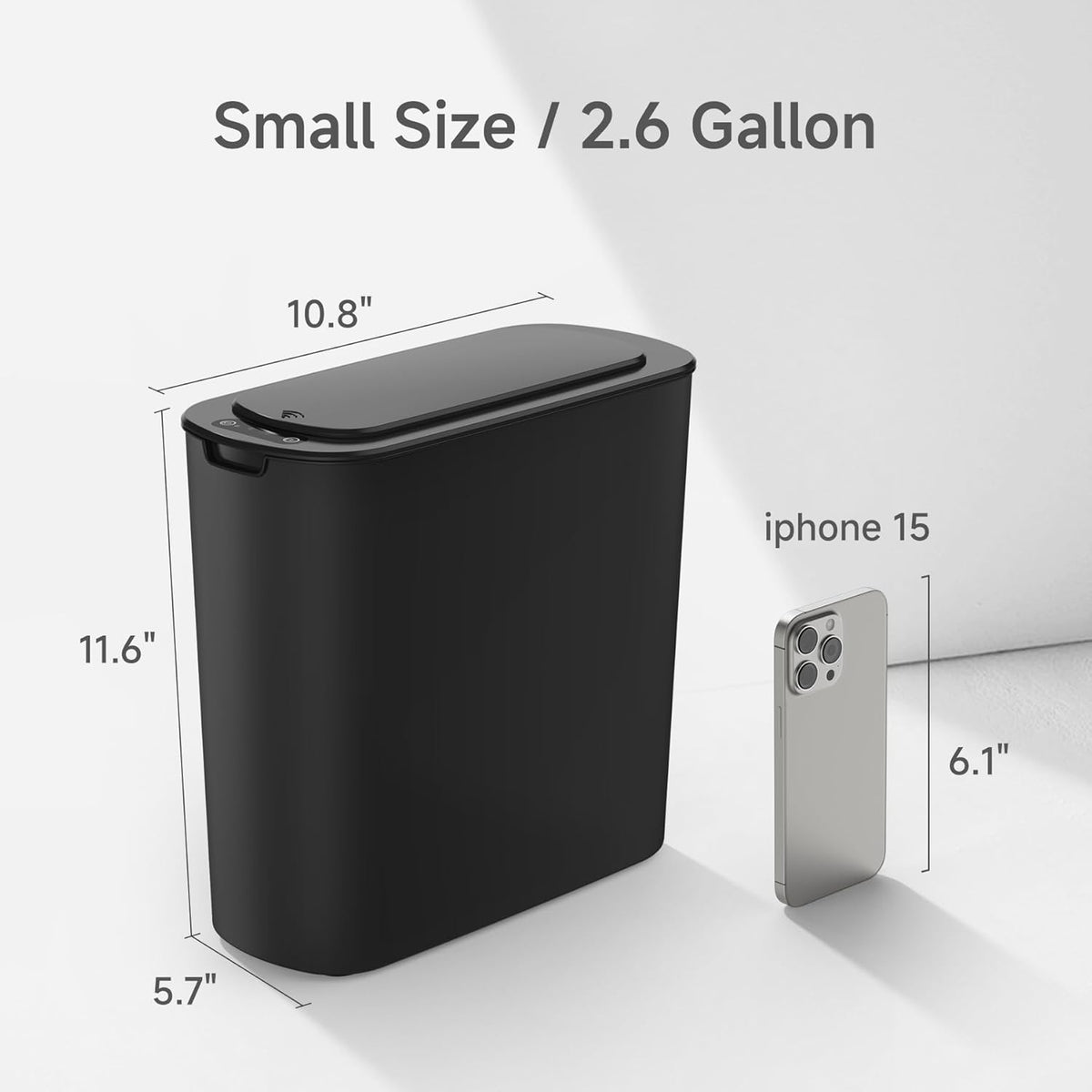 TIPGO Automatic Motion Sensor Bathroom Trash Can with Lid, 2.6 Gallon Touchless Trash Bin, Smart
