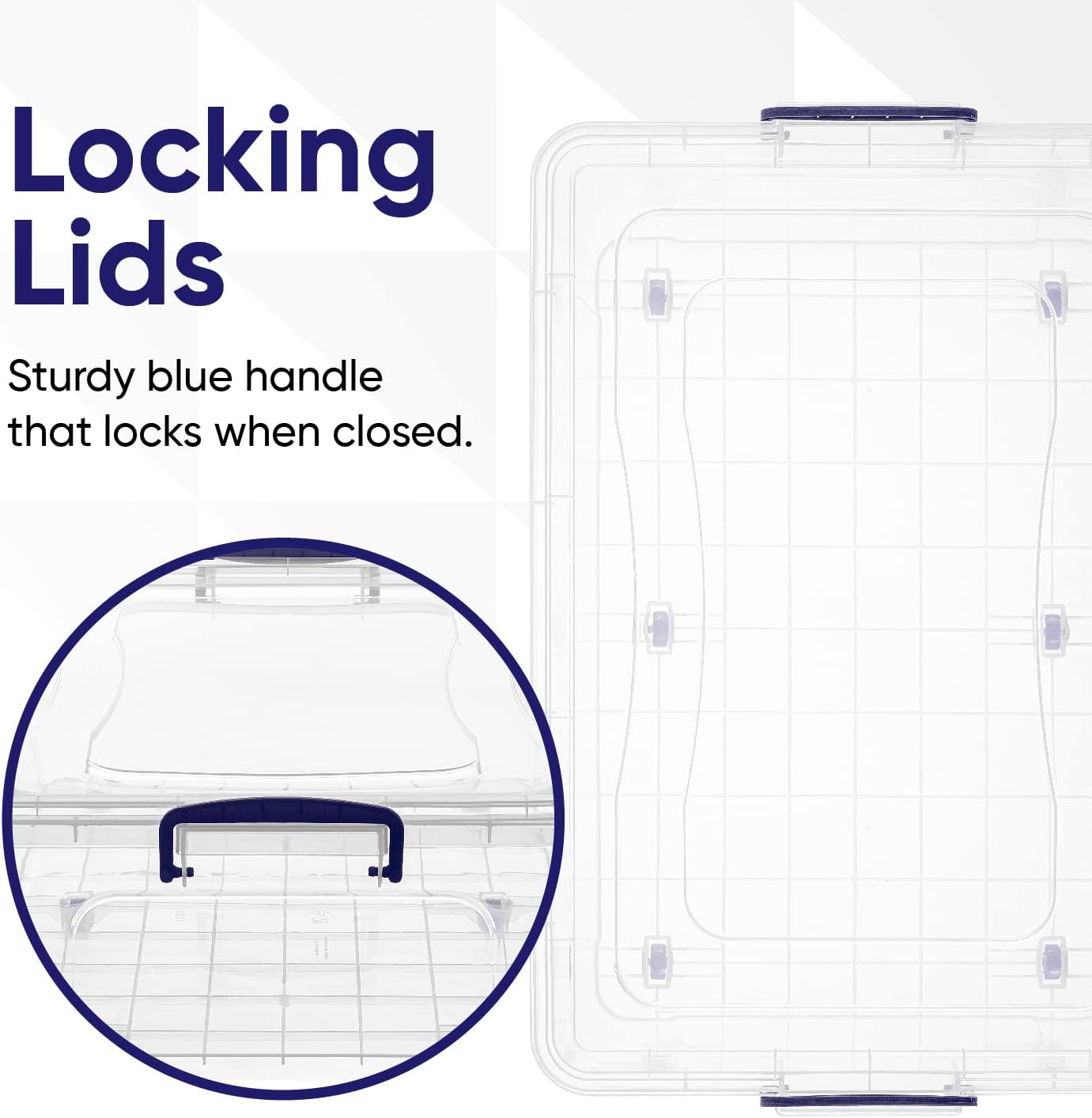 Superio Storage Bins with Lids, Clear Plastic Containers for Organizing, Stackable Totes, BPA Free