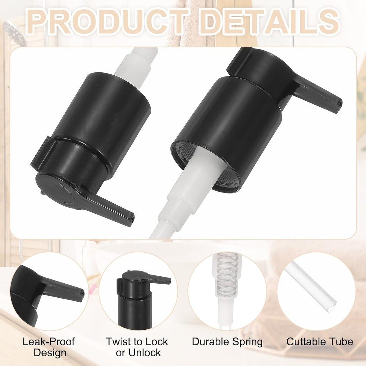 uxcell 2 Pcs Soap Dispenser Pump Heads, Hand Soap Dispensers Top Pumps Replacement Clip-on Pumphead