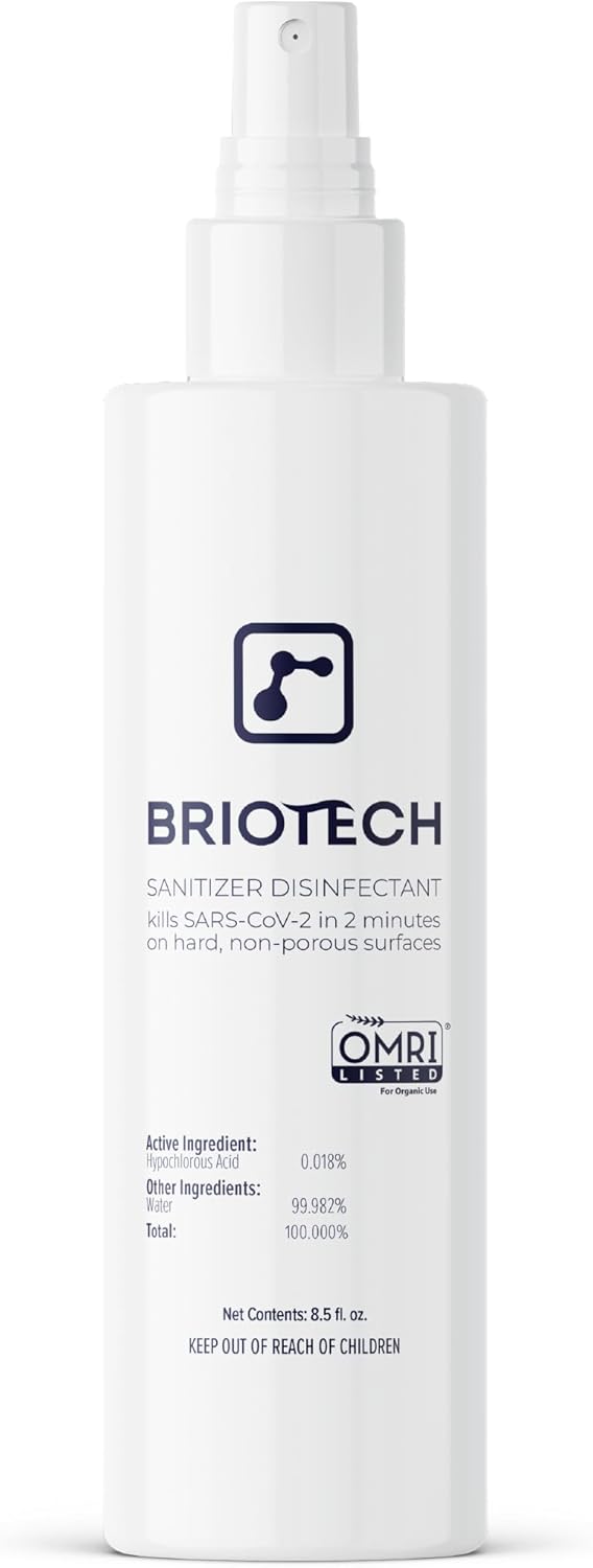 BRIOTECH Sanitizer Disinfectant Hypochlorous Spray, Kill 99.99% of Viruses & Bacteria, Control