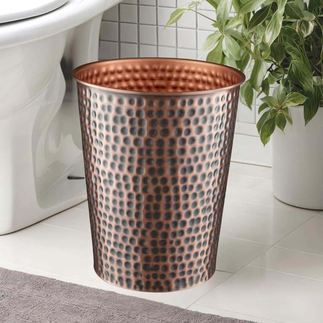 Monarch Abode Handcrafted Metal Wastebasket Trash Can for Home Office Bedroom, Decorative