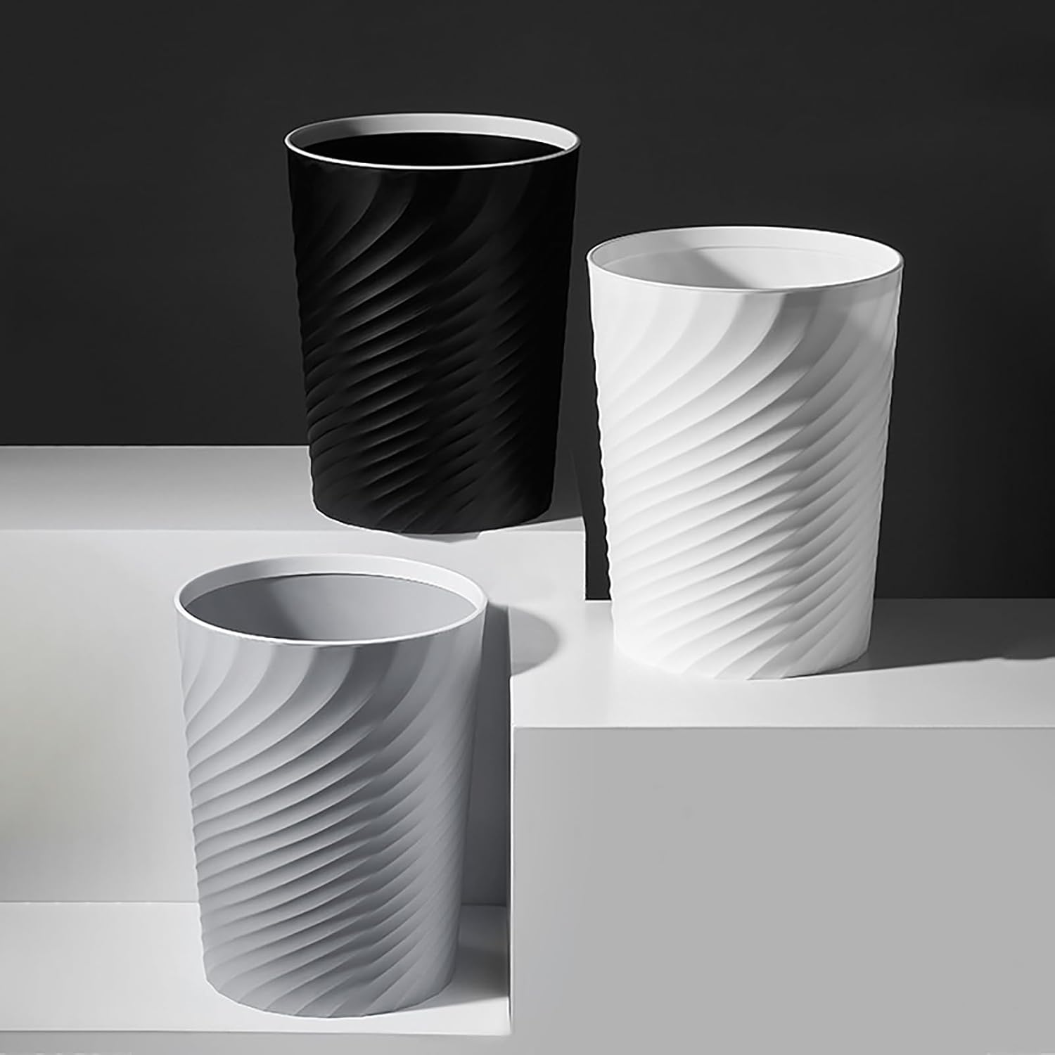 Bathroom Trash Can 1.8 Gallon Waste Basket 2 Pack Small Garbage Can for Toilet Office Bedroom, White