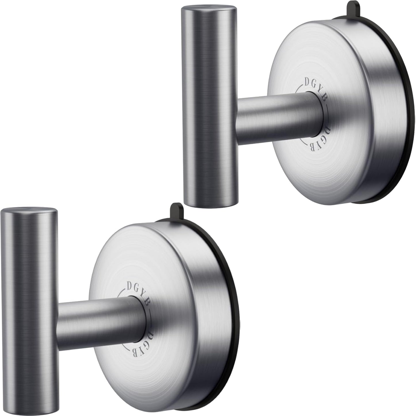DGYB Large Suction Cup Hooks for Shower Set of 2 Brushed Nickel Towel Hooks for Bathrooms 11 Lbs