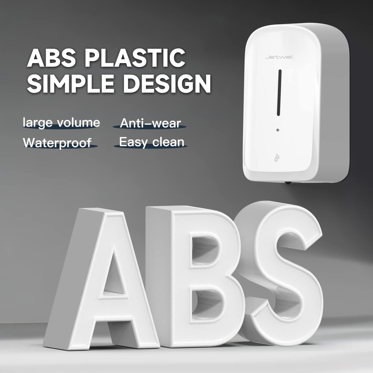 JETWELL Automatic Touch-Less Wall Mount Hand Soap Dispenser Liquid Drop Battery Operated, White