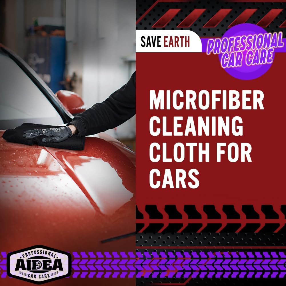 AIDEA Microfiber Cleaning Cloth Black 50PK, Microfiber Towels for Cars, Premium Car Cloths, Dusting