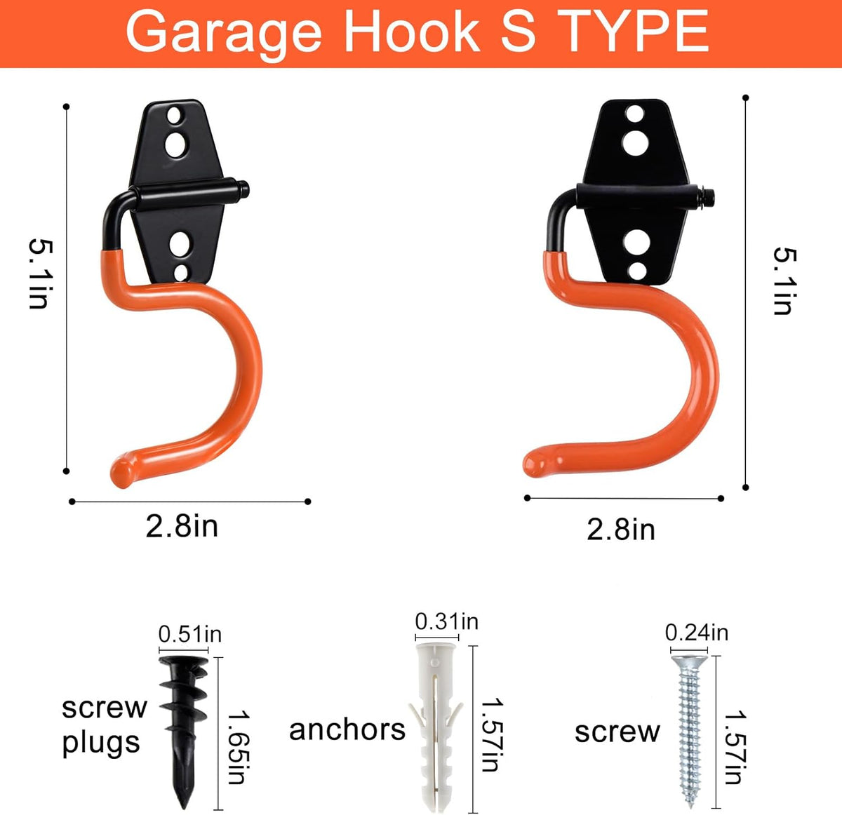 AOBEN Garage Hooks Heavy Duty, Steel Garage Storage Hooks, Utility Tool Hangers and Broom and Mop