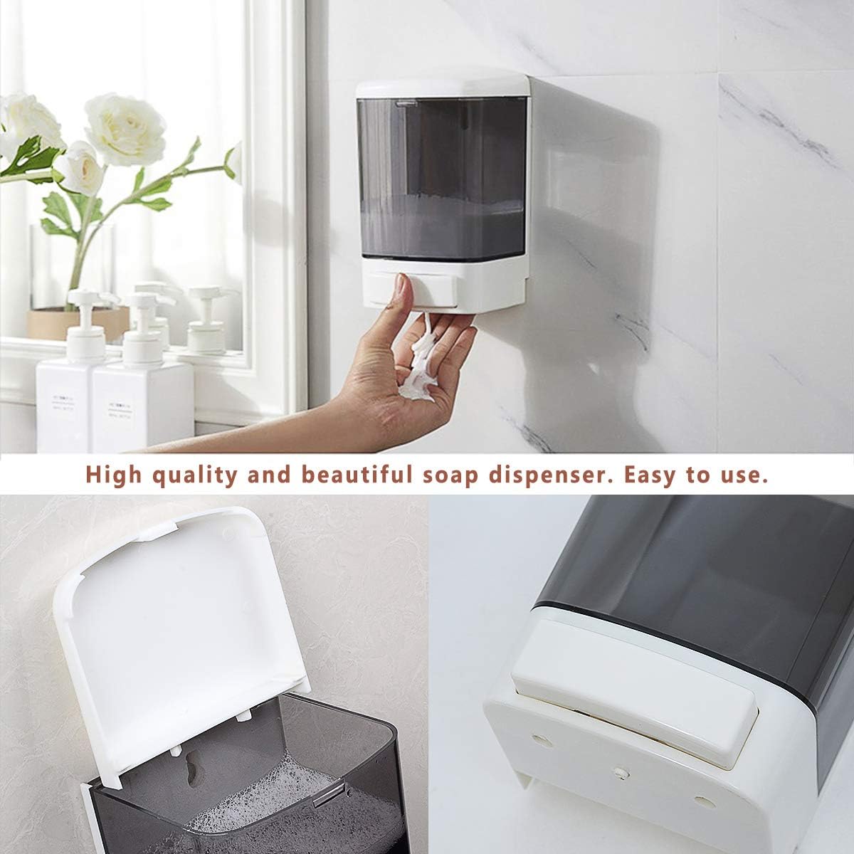 Manual Soap Dispenser 33.8oz / 1000ml Kitchen Bathroom Wall Mounted Commercial Soap Dispenser for