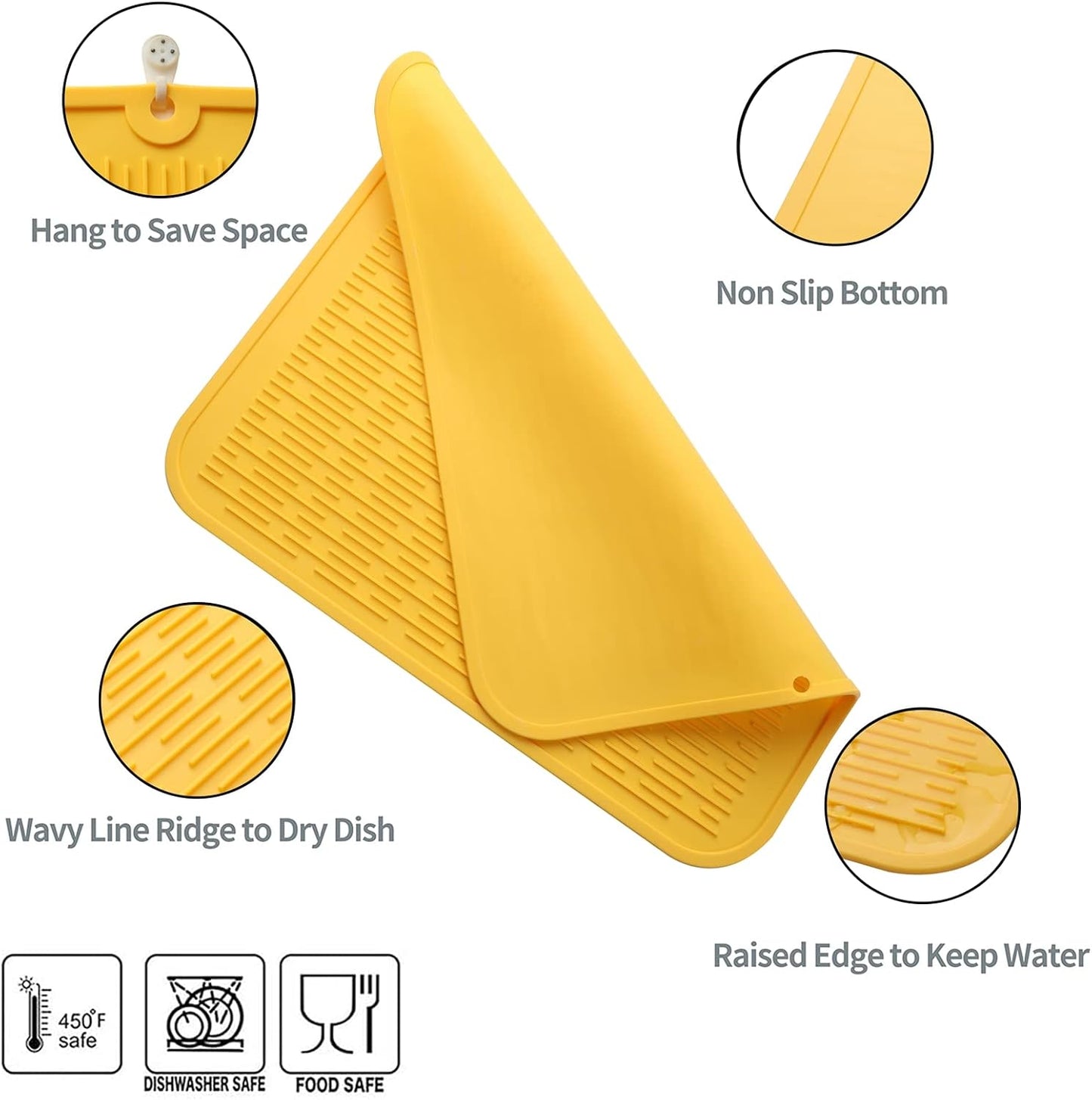 Silicone Dish Drying Mat for Multiple Usage,Easy clean,Eco-friendly,Heat-resistant Silicone Mat for