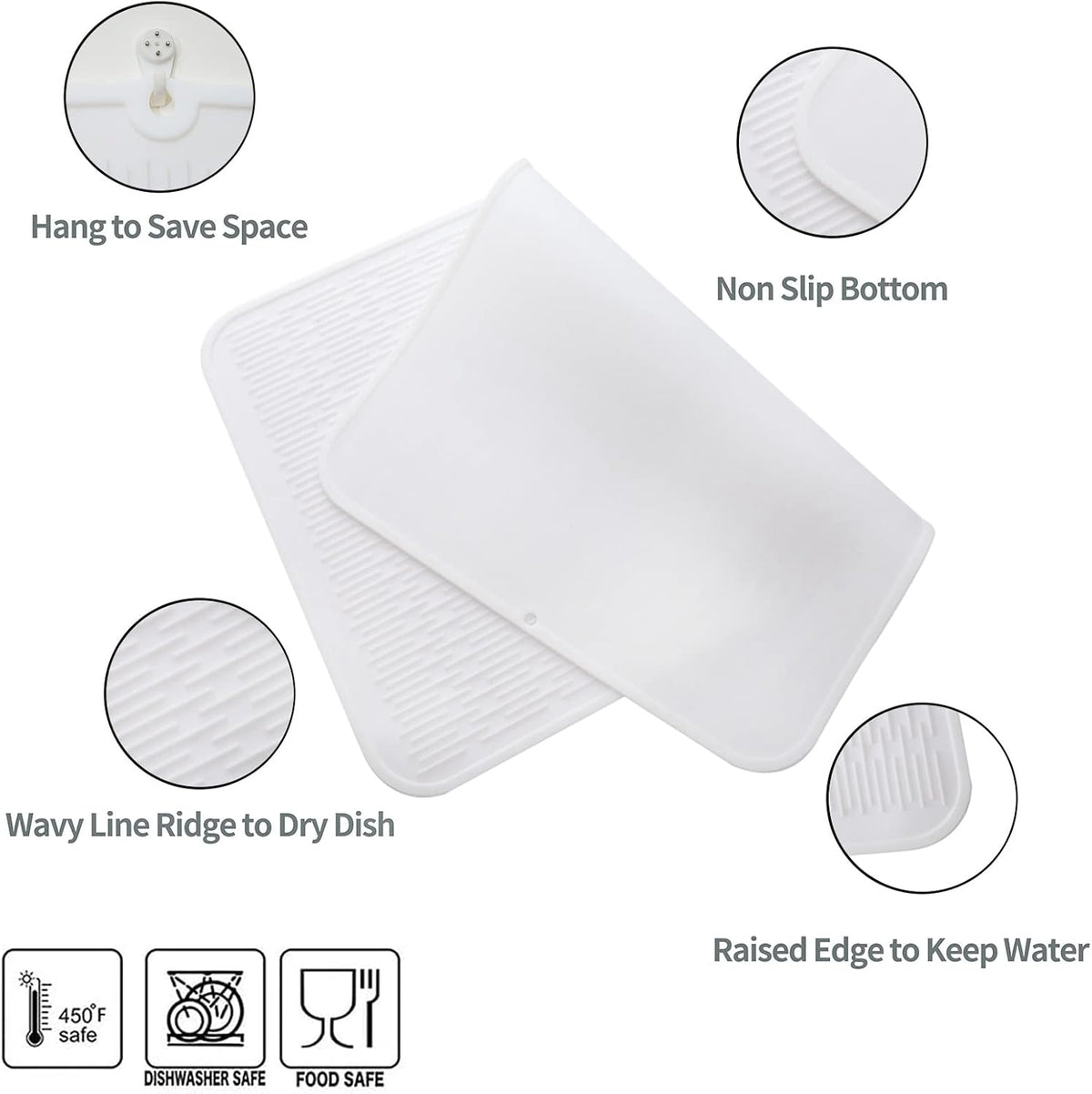 Silicone Dish Drying Mat for Multiple Usage,Easy clean,Eco-friendly,Heat-resistant Silicone Mat for