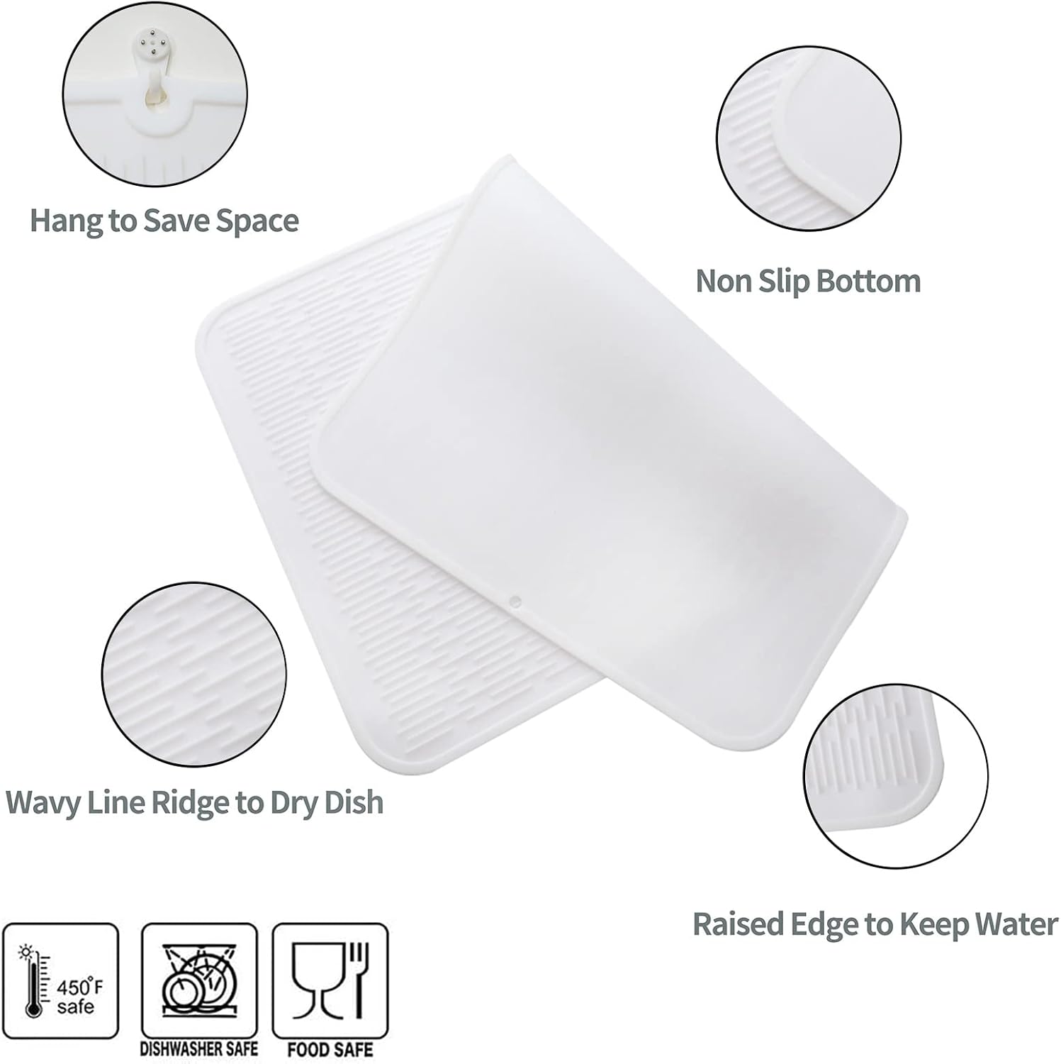 Silicone Dish Drying Mat for Multiple Usage,Easy clean,Eco-friendly,Heat-resistant Silicone Mat for