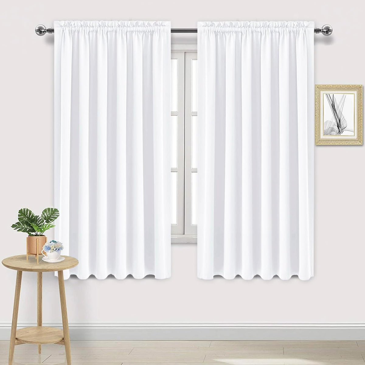 DWCN White Curtains for Living Room Thermal Insulated, 50% Light Blocking Curtains for Bedroom