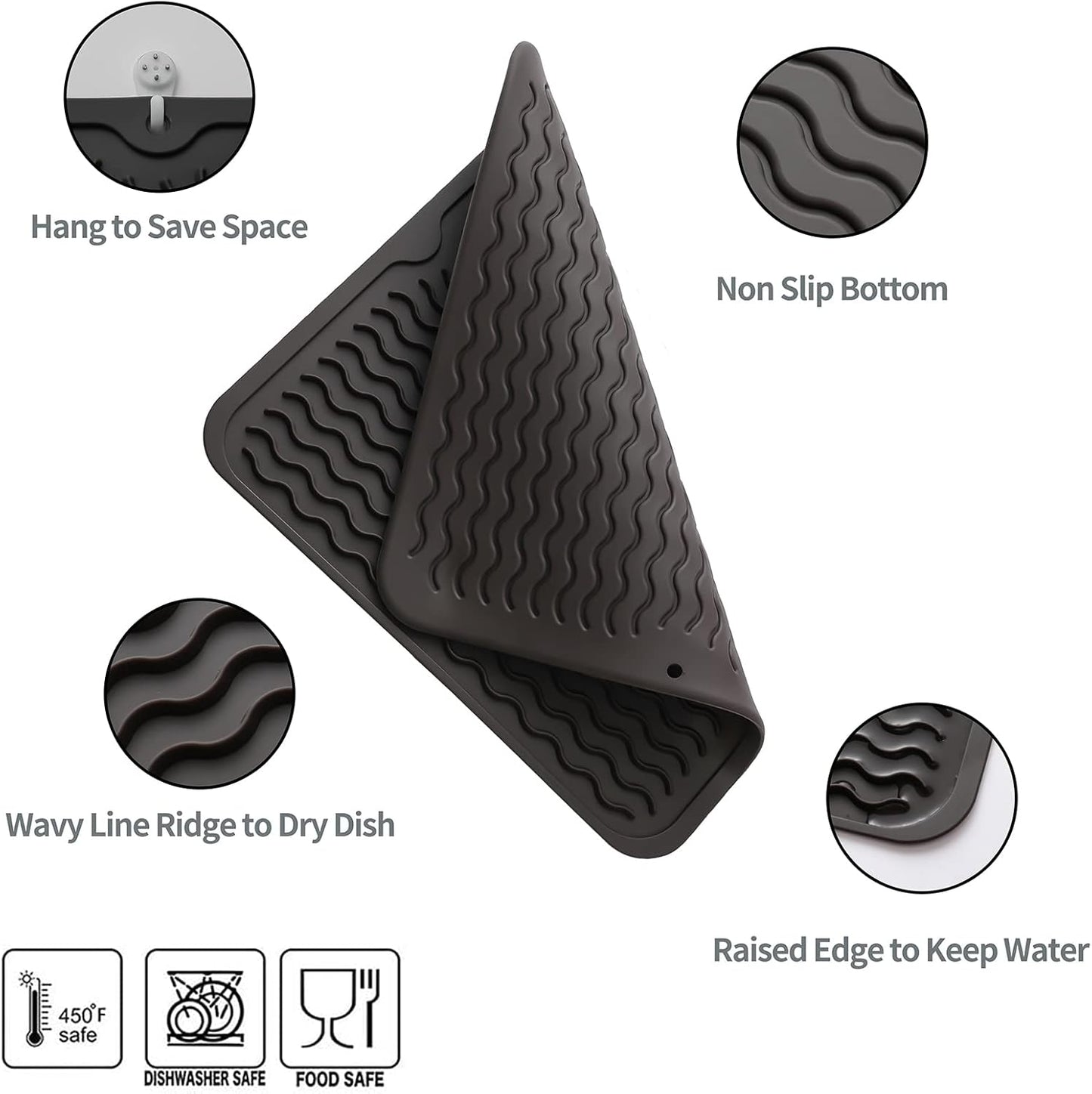 Silicone Dish Drying Mat for Multiple Usage,Easy clean,Eco-friendly,Heat-resistant Silicone Mat for