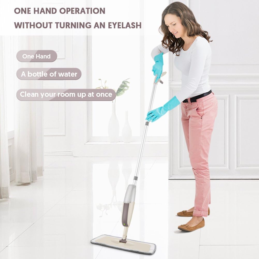 Spray Wet Mops for Hardwood Floor Cleaning - MEXERRIS Dust Dry Mops with 3 Reusable Washable Pads