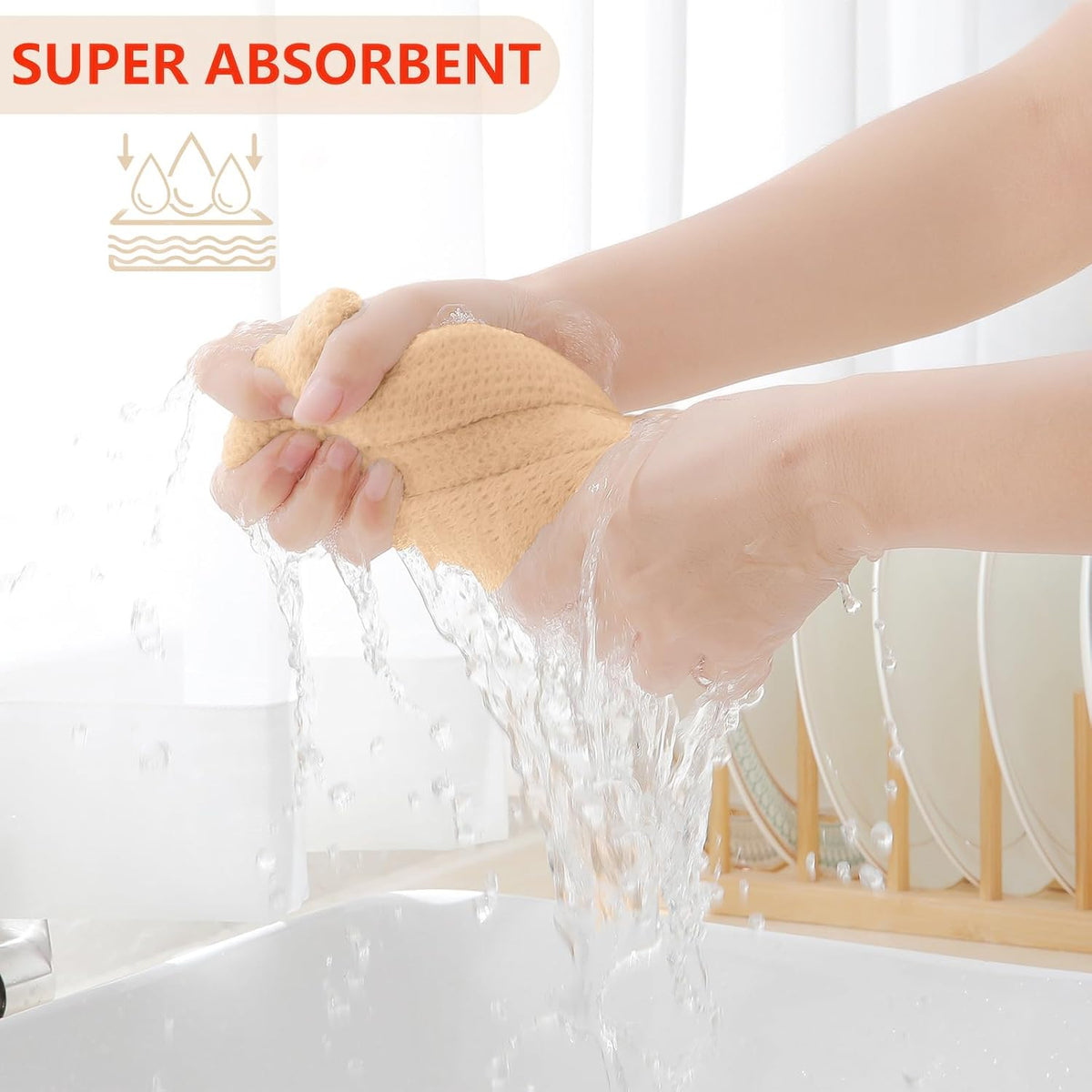 Homaxy 100% Cotton Waffle Weave Kitchen Dish Cloths, Ultra Soft Absorbent Quick Drying Dish Towels