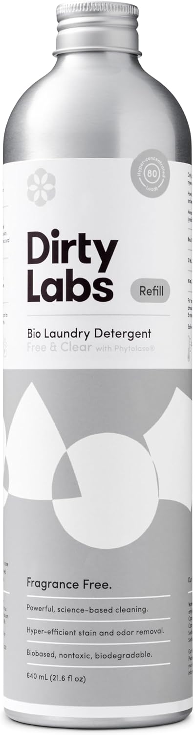 Dirty Labs | Scent Free | Bio Enzyme Liquid Laundry Detergent | 80 Loads (21.6 fl oz) |