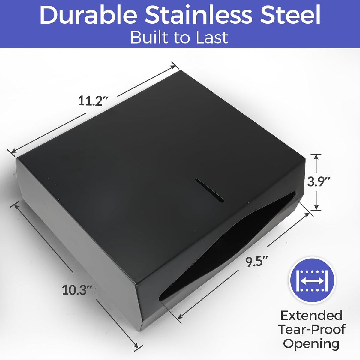 Paper Towel Dispenser Wall Mount, Matte Black Stainless Steel Commercial Paper Towel Holder with