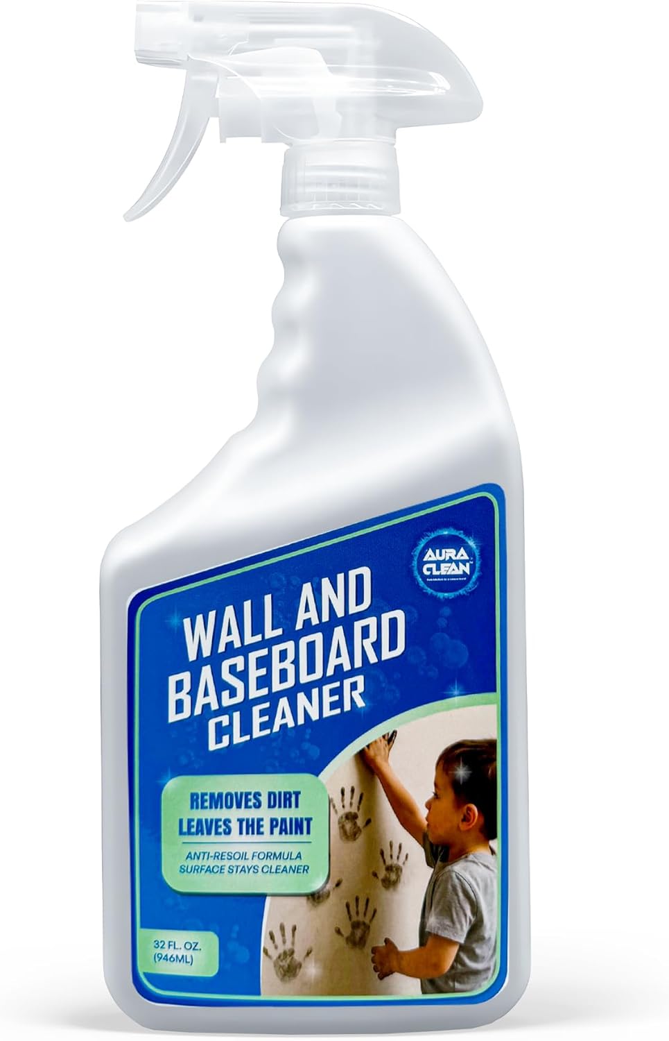 Wall & Baseboard Cleaner - Safe for Painted Walls & Trim | Eco-Friendly, No-Rinse, Kid & Pet-Safe |