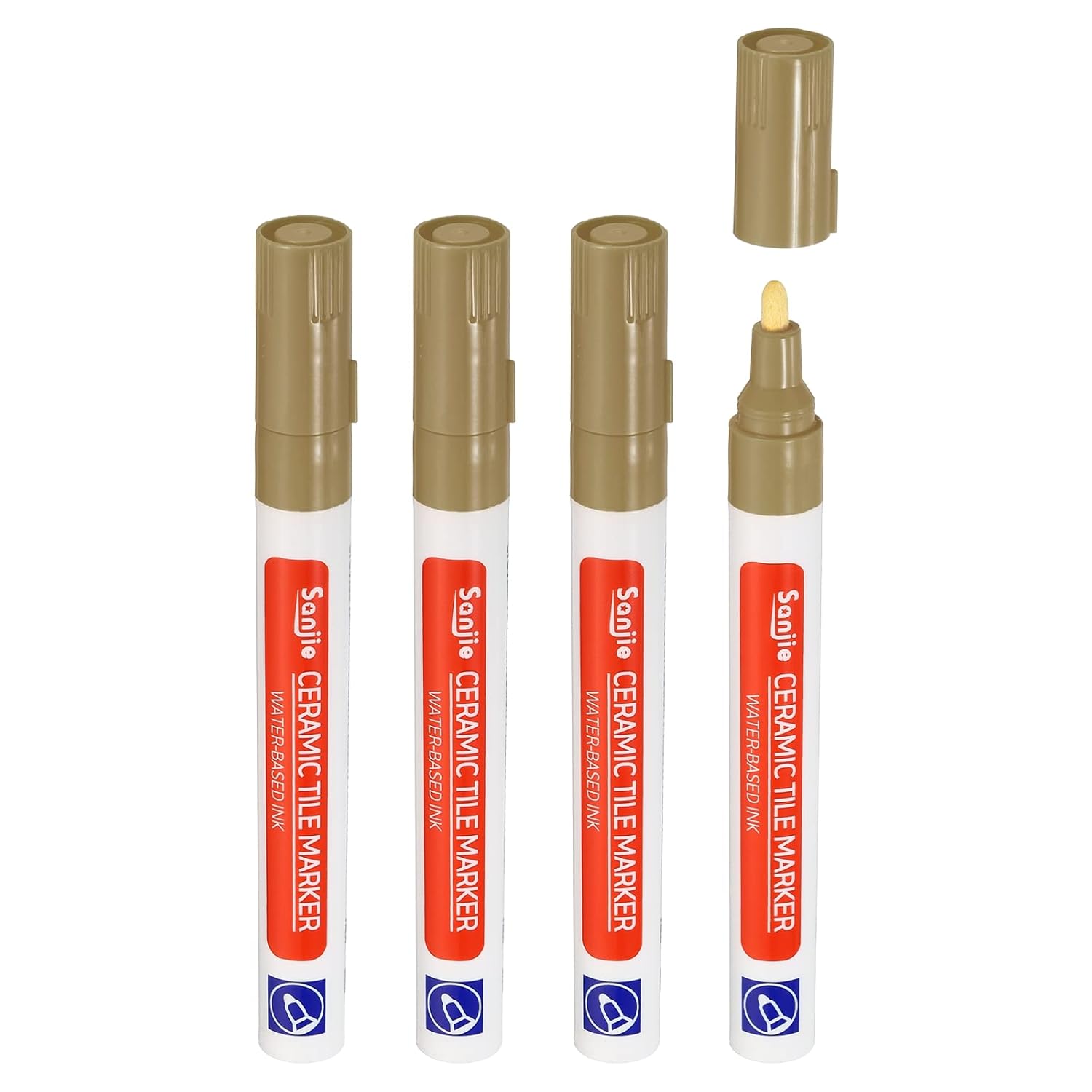 PATIKIL Grout Pen, 4 Pack Khaki Tile Marker Waterproof Grout Sealer Pen Tile Repair Pens Paint Pens