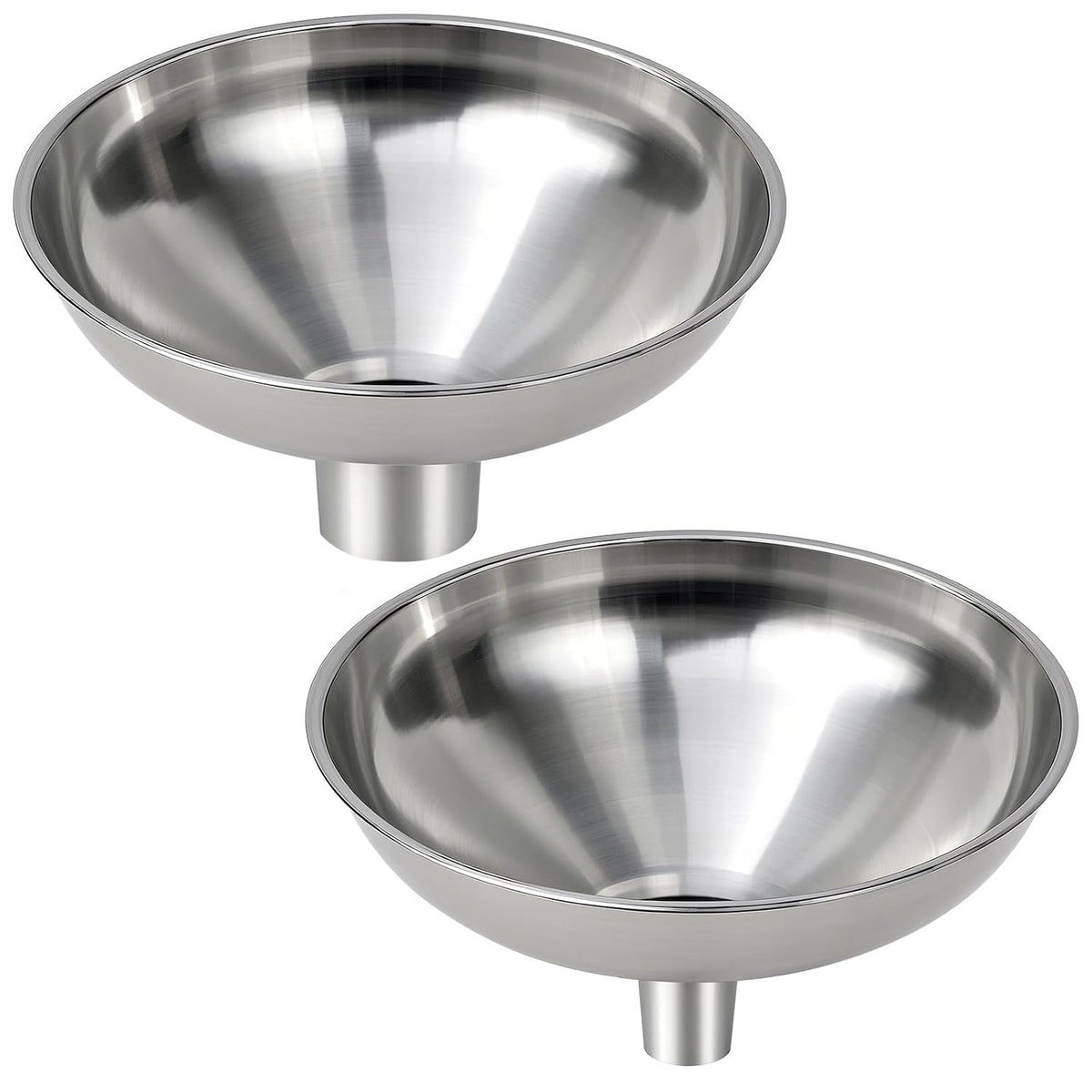 2 Pack Stainless Steel Kitchen Funnel Set for Filling Bottles - 2 Different Caliber Sizes, Seamless