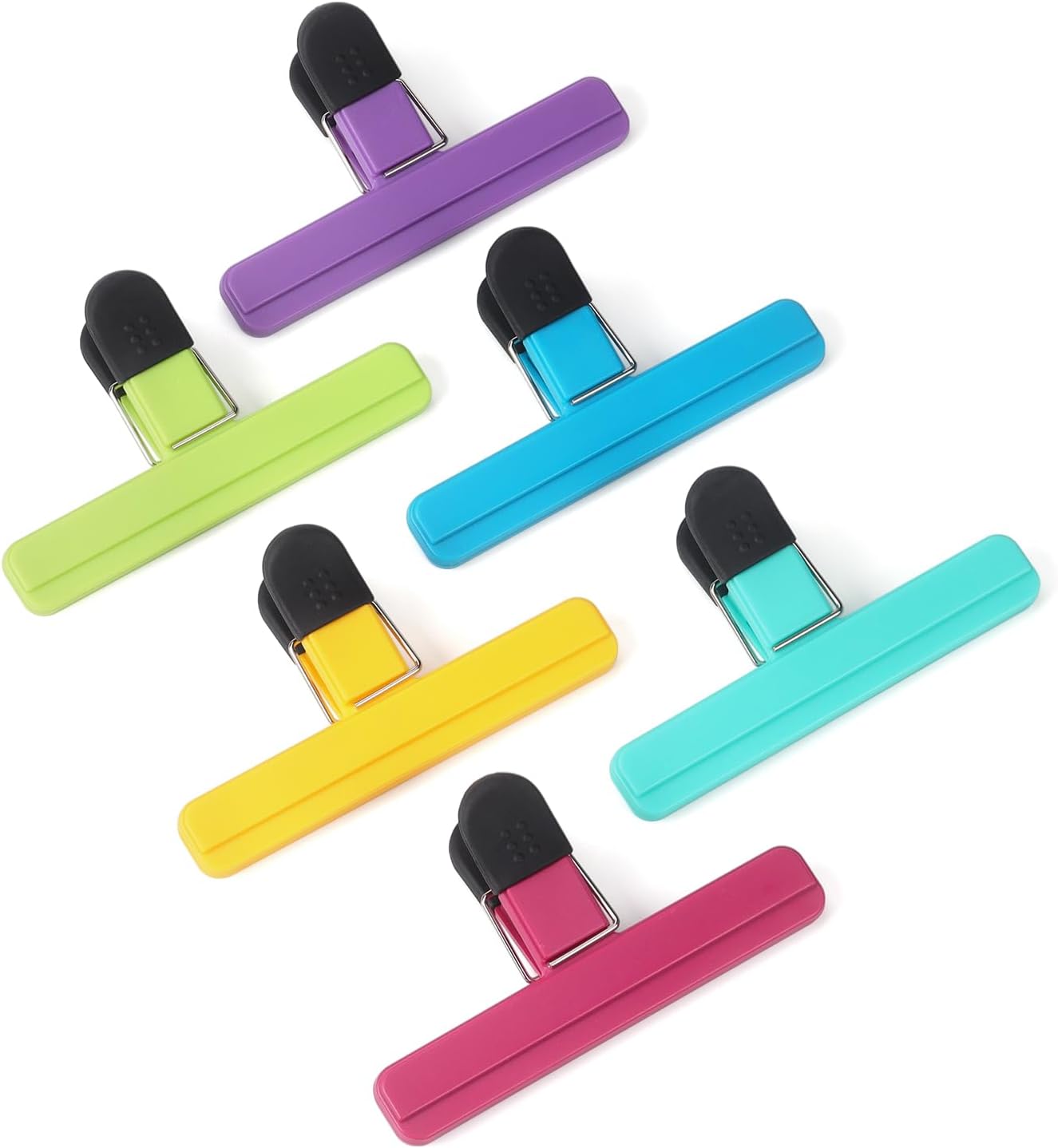 Tamaki 6 Pack Large Chip Bag Clips Assorted Color Food Bag Clips Plastic Heavy Duty Seal Grip, 6 x