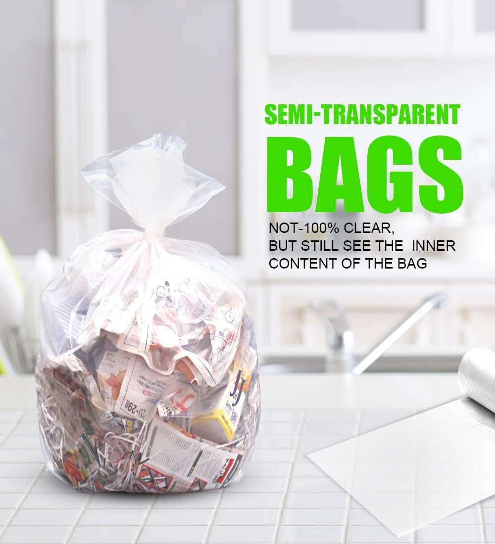 FORID Clear Medium Garbage Bags – 8 Gallon Plastic Trash Bags 30 Liter Wastebasket Bin Liners 220