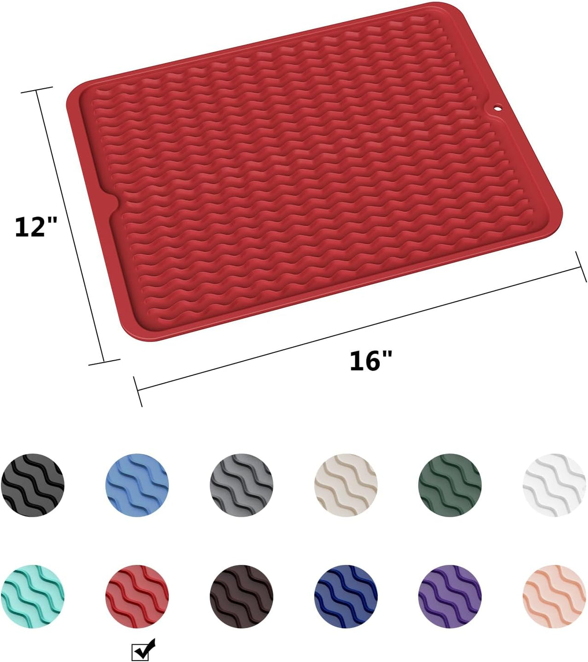 ZLR Silicone Dish Drying Mat for Kitchen Counter, Eco-Friendly Fast Dry Dish Mat, Easy Clean Multi