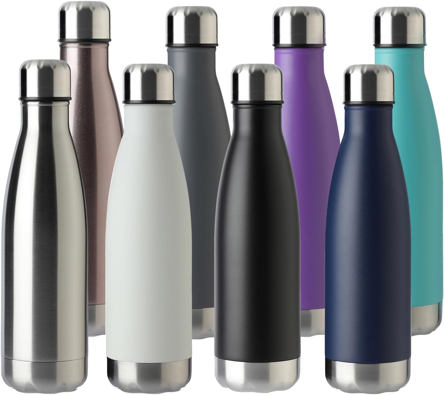 MEWAY 17oz Sport Water Bottle 8 Pack Vacuum Insulated Stainless Steel Leak-Proof Double Wall Cola