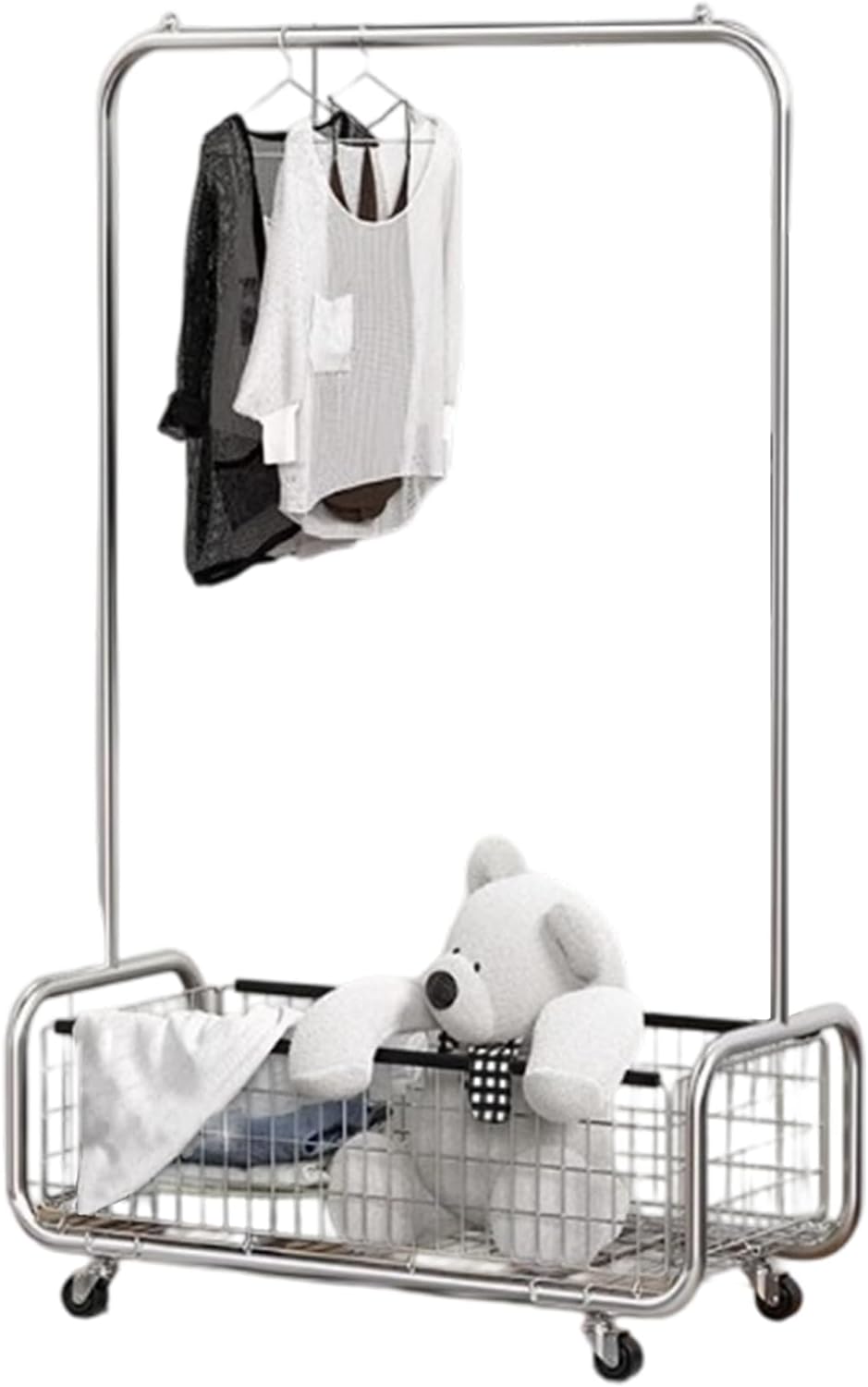 Garment Rack With Storage Baskets,Clothing Rack for Hanging Clothes, Multi-functional Bedroom