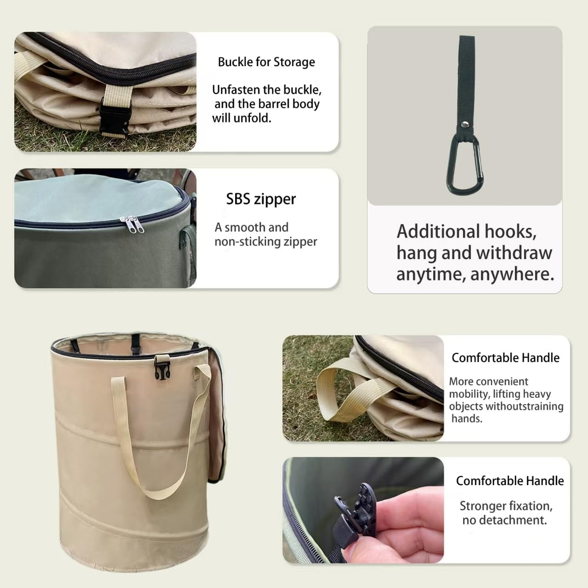 Collapsible Trash can with lid,Foldable Camping Trash can,Pop-up Trash can with lid,Outdoor Trash