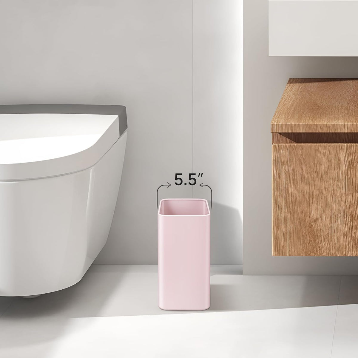 TIPGO Small Metal Trash Can, 2.1 Gallon Slim Trash Can for Bathroom, Wastebasket Garbage Bin for