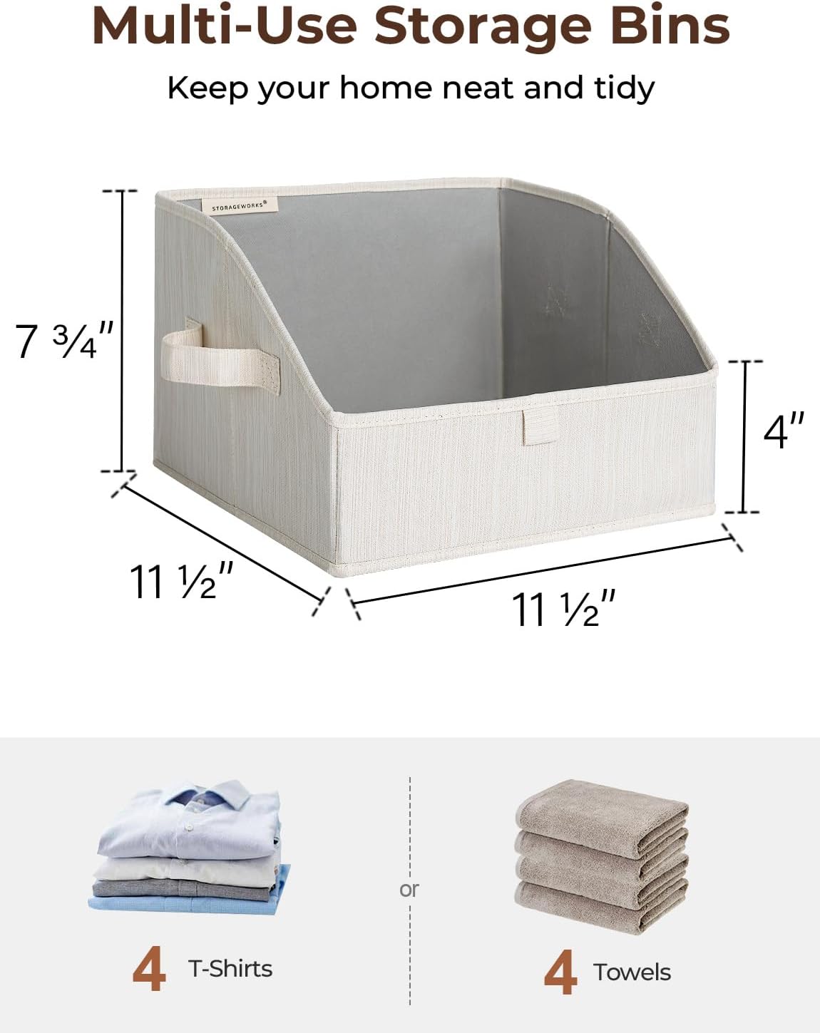 StorageWorks Closet Storage Bins, Trapezoid Organizer Box for Shelves, Fabric Clothes Bin, Foldable