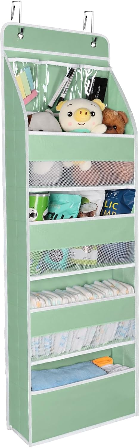 Univivi 5-Shelf Fabric Door Storage Over Door Hanging Organizer with 4 Large Pockets and 3 Small