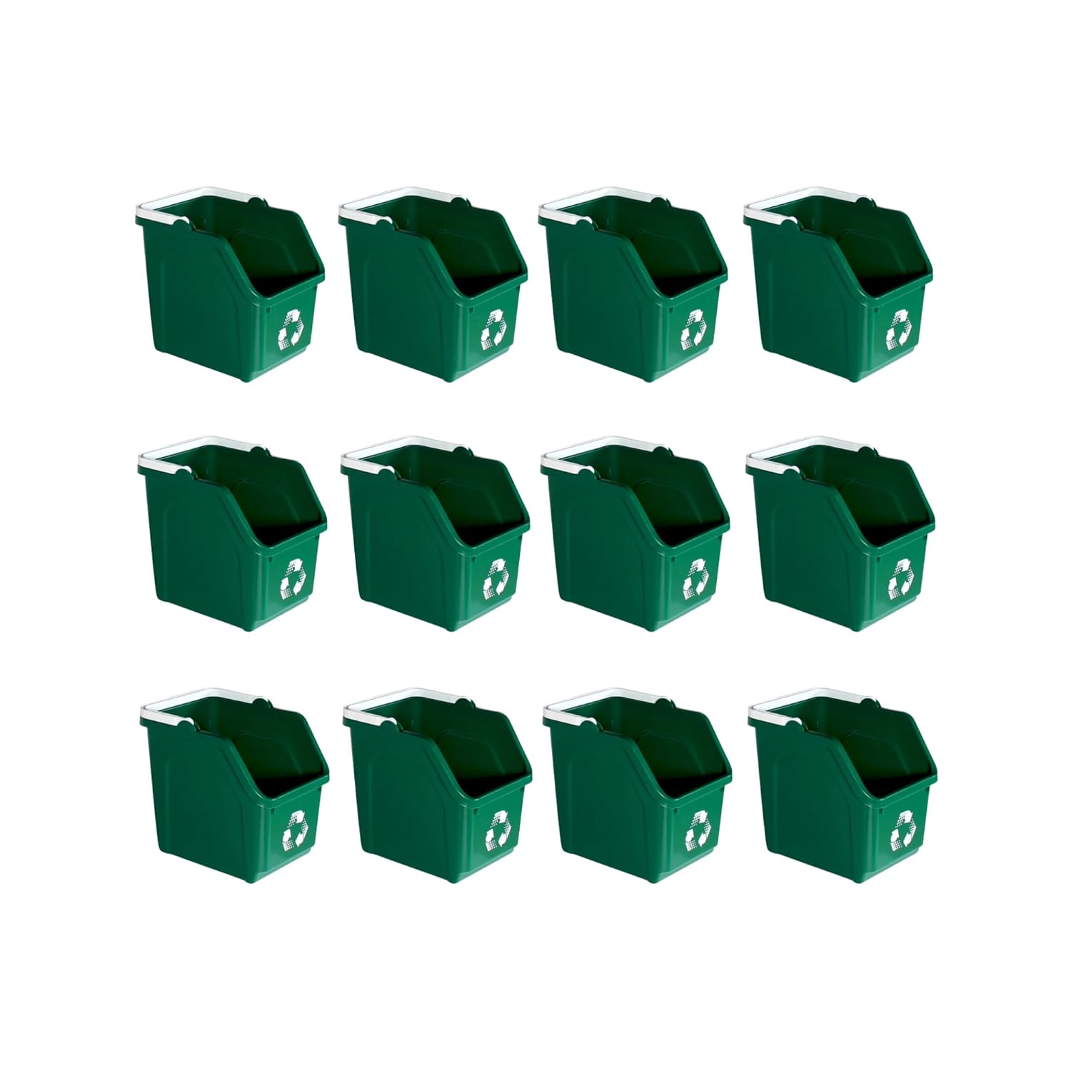 6 Gallon Stackable Recycling Bins for Homes, Garages, Offices Made of 100% Recycled Plastic