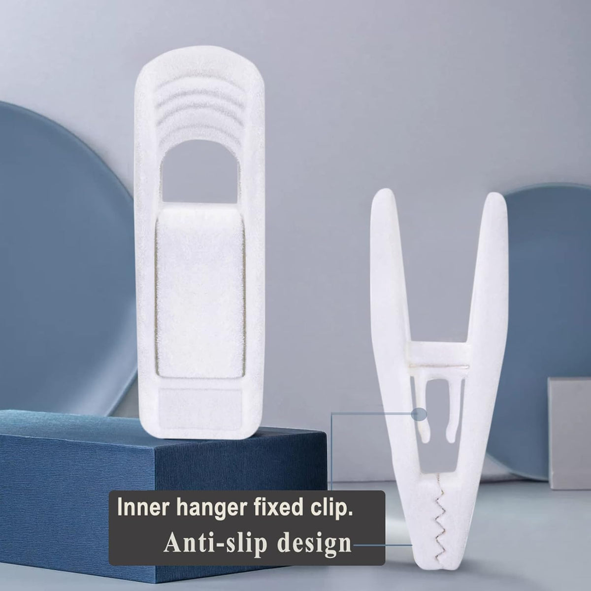 White Velvet Hangers Clips 40 PCS, Pants Hangers Velvet Clips Easily Add to Velvet Hanger, Skirt