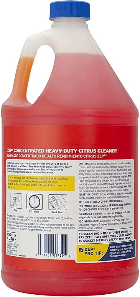 Zep Heavy-Duty Citrus Degreaser Refill - 1 Gallon (Case of 2) ZUCIT128 - Professional Strength