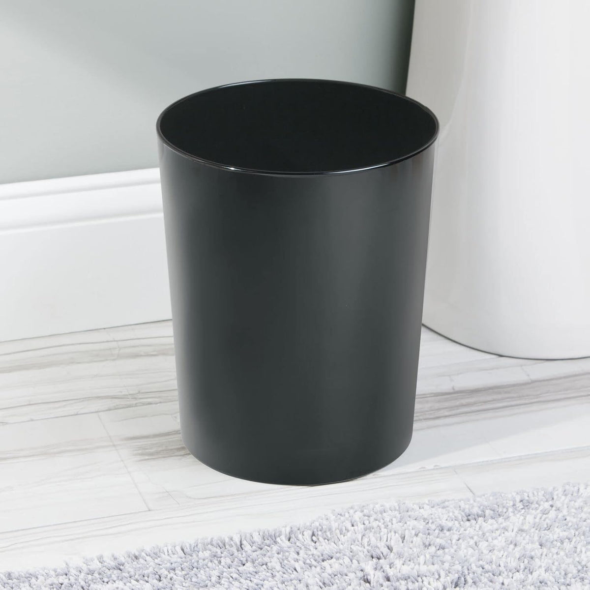 mDesign Round Metal Small 1.7 Gallon Recycle Trash Can Wastebasket, Garbage Container Bin for