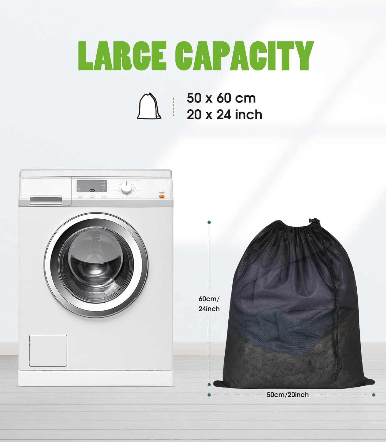 OTraki 20x24 inch Mesh Laundry Bags 2 Pack Fine Mesh Heavy Duty Drawstring Bag Washable Medium Toy