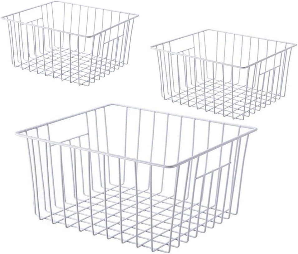 Upright Freezer Organizer Bins， Freezer Baskets for 14, 15 cu.ft Standup Freezer, Wire Storage Bins