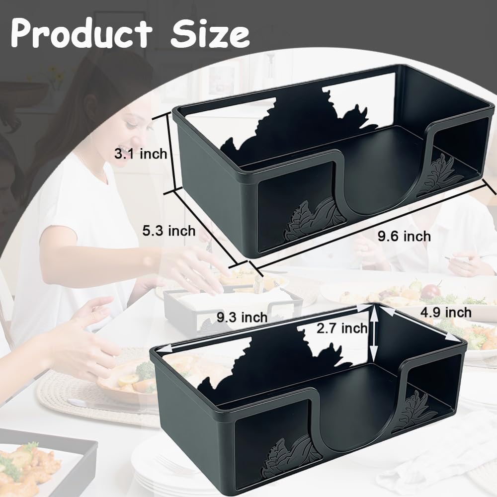 Metal Napkin Holder for Bathroom and Kitchen - Black Floral Design Disposable Hand Towel Holder