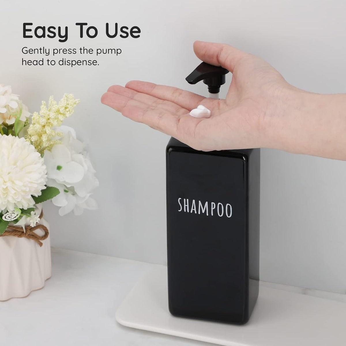 Segbeauty Shower Soap Dispenser Black, 3pcs 16.9oz Empty Refillable Bathroom Press Pump Bottles