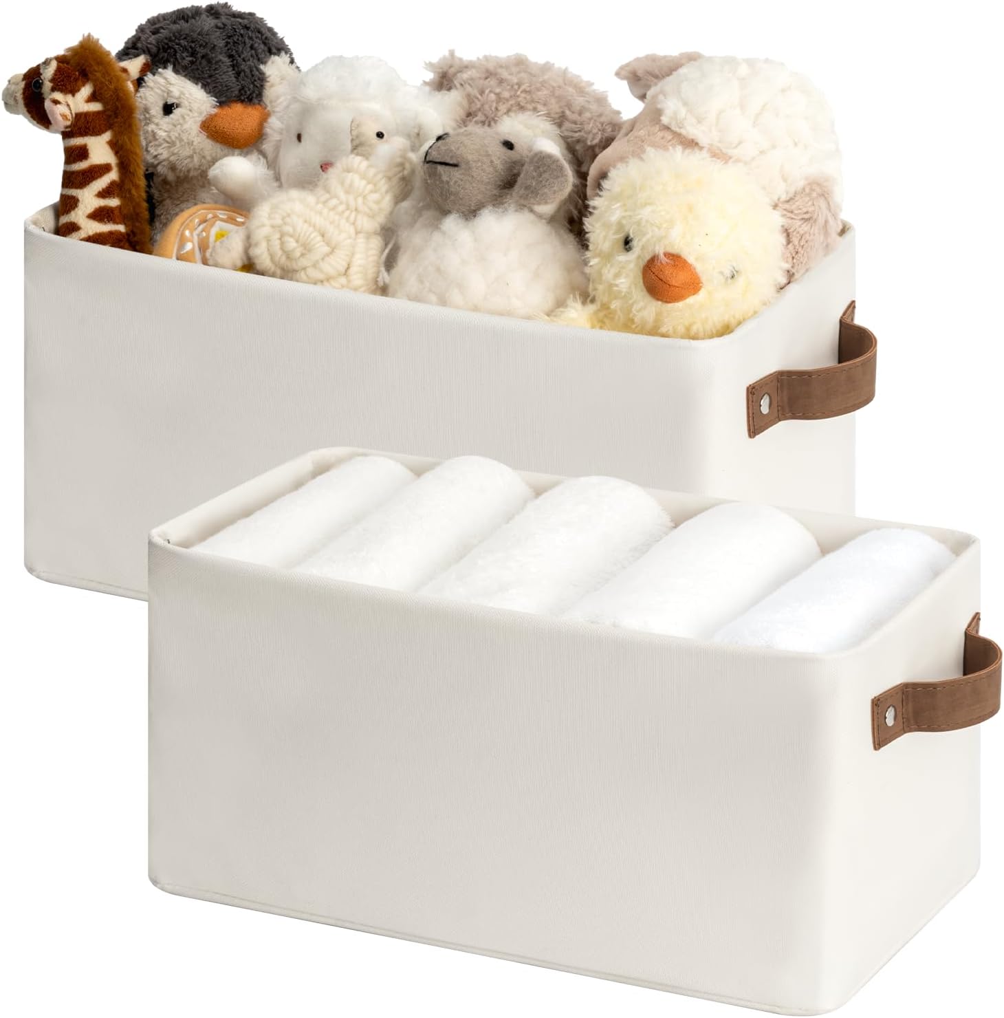 StorageWorks Narrow Storage Bins, Small Basket for Closet and Shelves, Rectangular Fabric Organizer