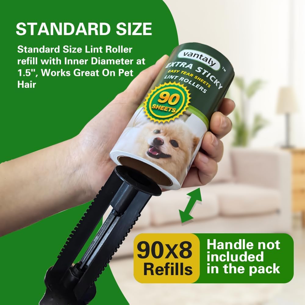 Extra Sticky Lint Roller Refills,Fits Most 3.9"-4" Standard Size Lint Roller with Inner Diameter at