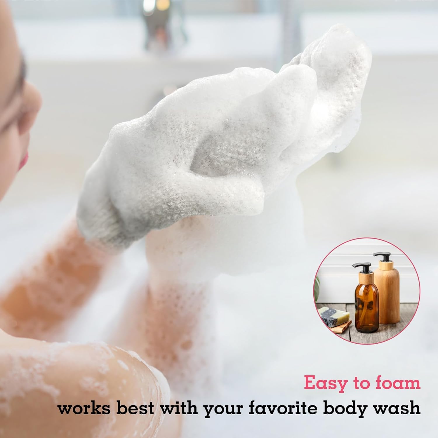 Evridwear Exfoliating Gloves for Shower, 100% Nylon Thick Soft Medium Heavy Bathing Gloves Dead