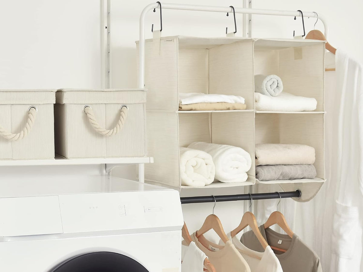 StorageWorks Hanging Closet Organizer with Metal Rod, 4-Section Closet Organizers and Storage