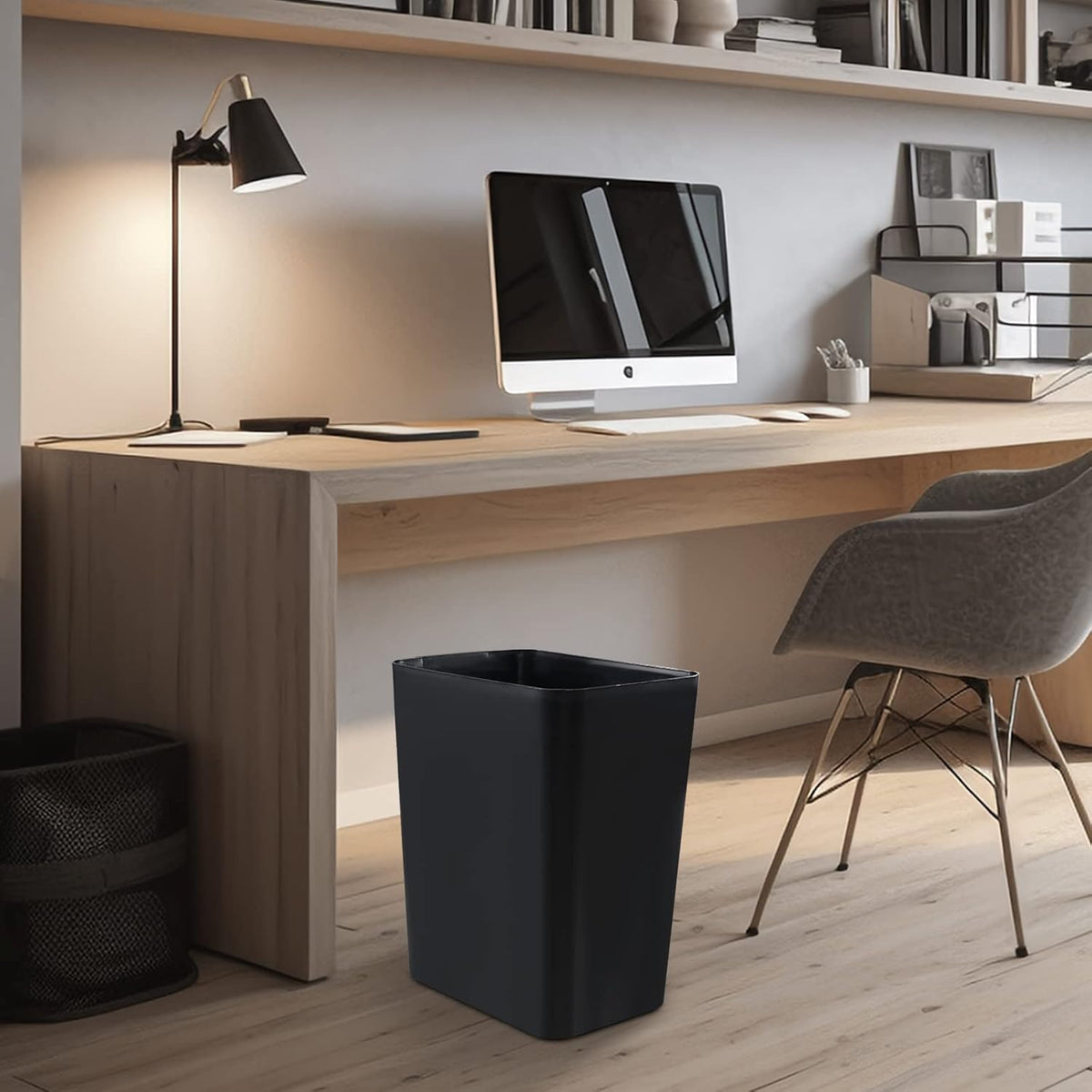 Gainhope 3-Pack 4.5 Gallon Plastic Small Trash Can Wastebasket, Black Garbage Container Bin for