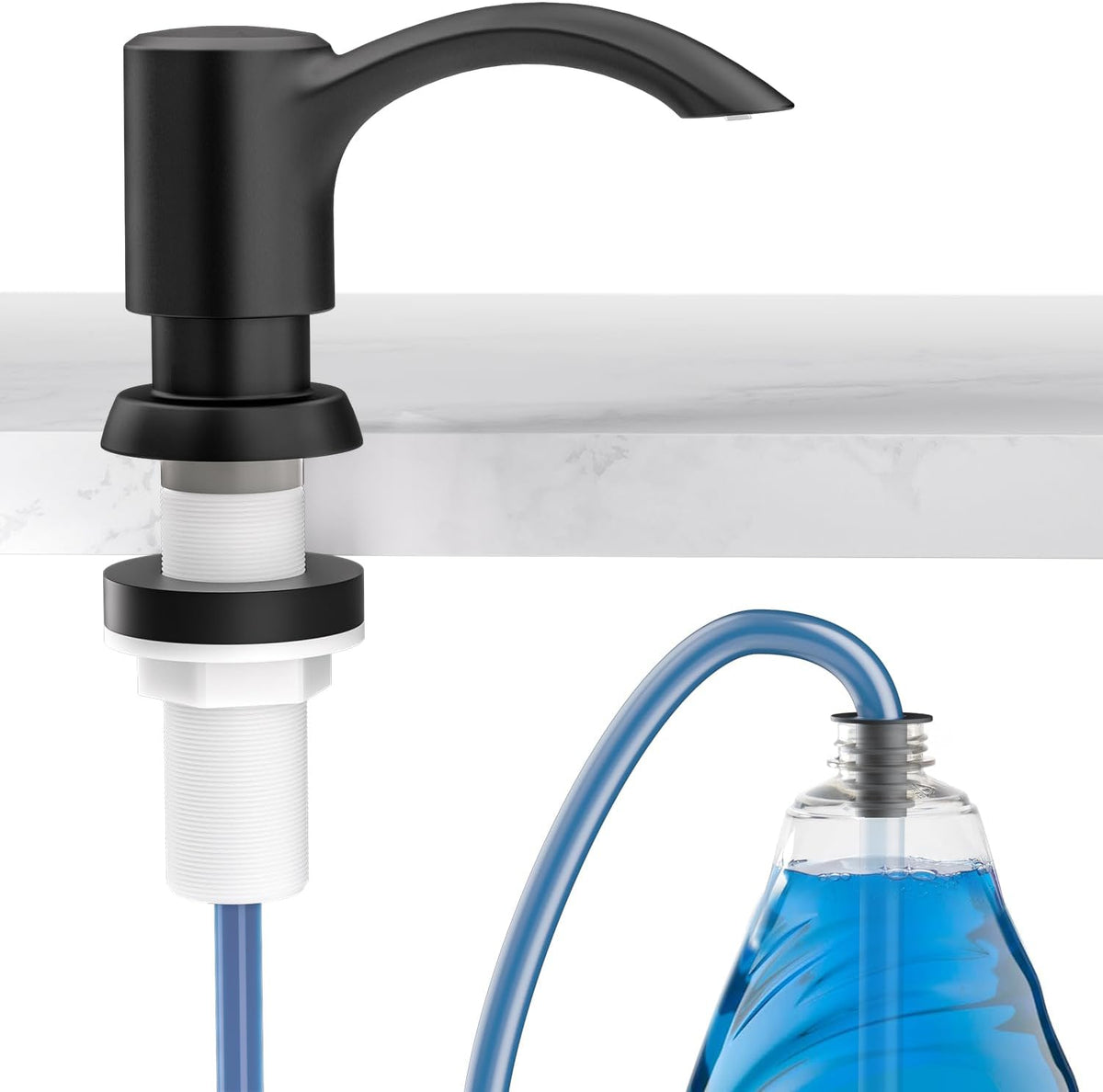 SAMODRA Built-in Kitchen Sink Soap Dispenser with Extension Tube Kit - Matte Black Finish