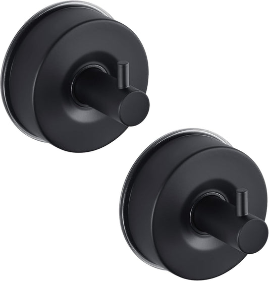 JOMOLA Stainless Steel Bathroom Suction Hooks - No Drill Adhesive-Free Wall Mount for Shower, Towel