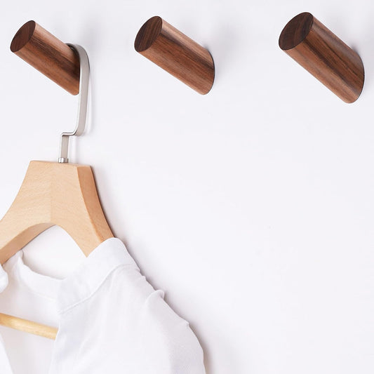 Wood Hooks, 3 Pack Wall Hooks Heavy Duty Rustic Coat Hooks Wall Mounted, Decorative Hooks for